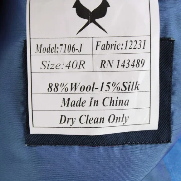 Cardinal of Canada NWOT Wool / Silk Sport Coat Size 40R US In Blue Herringbone